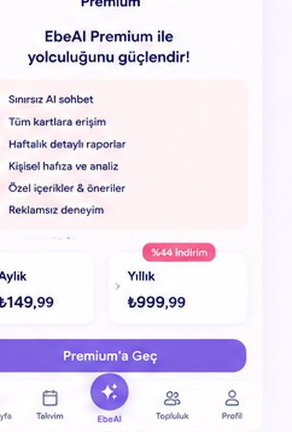 EbeAI premium ekranı